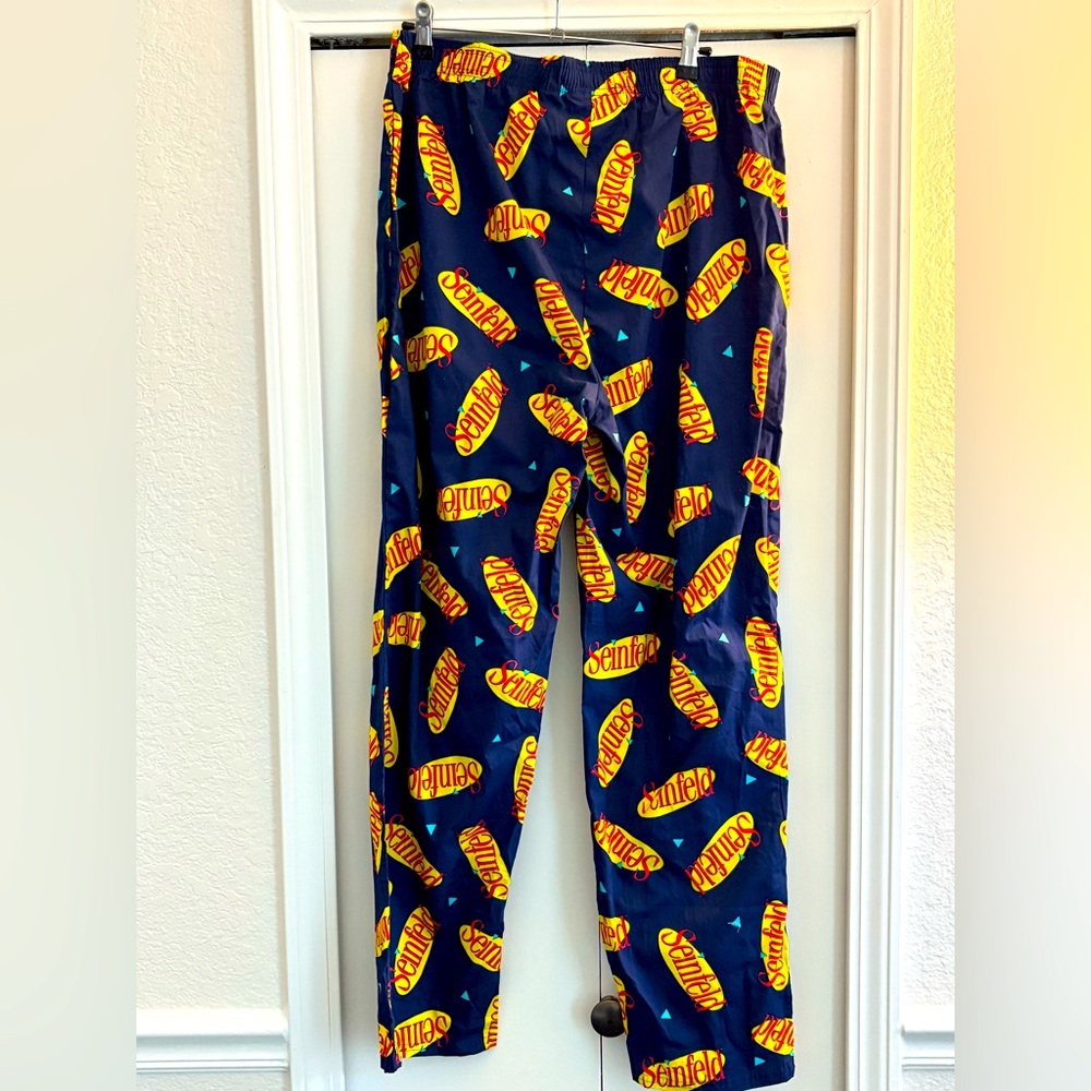 Seinfeld TV Show Navy Blue Lounge PJ Pants Drawstring & Pockets Sleepwear Large